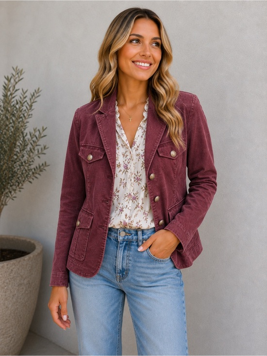 Lauren Conrad Jackets & Blazers - Adorable LC Lauren Conrad Burgundy Button-Front Corduroy Blazer NWT